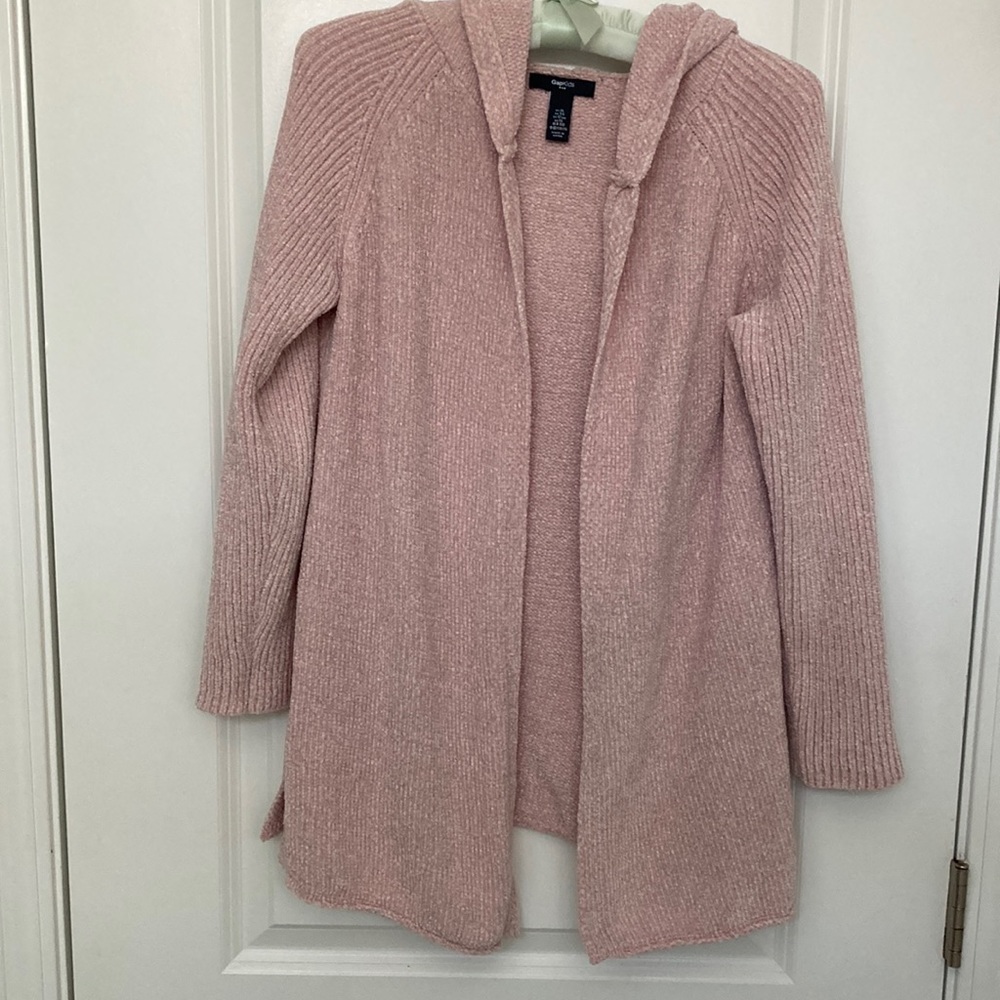 Cozy GAP pearl pink hooded cardigan sweater